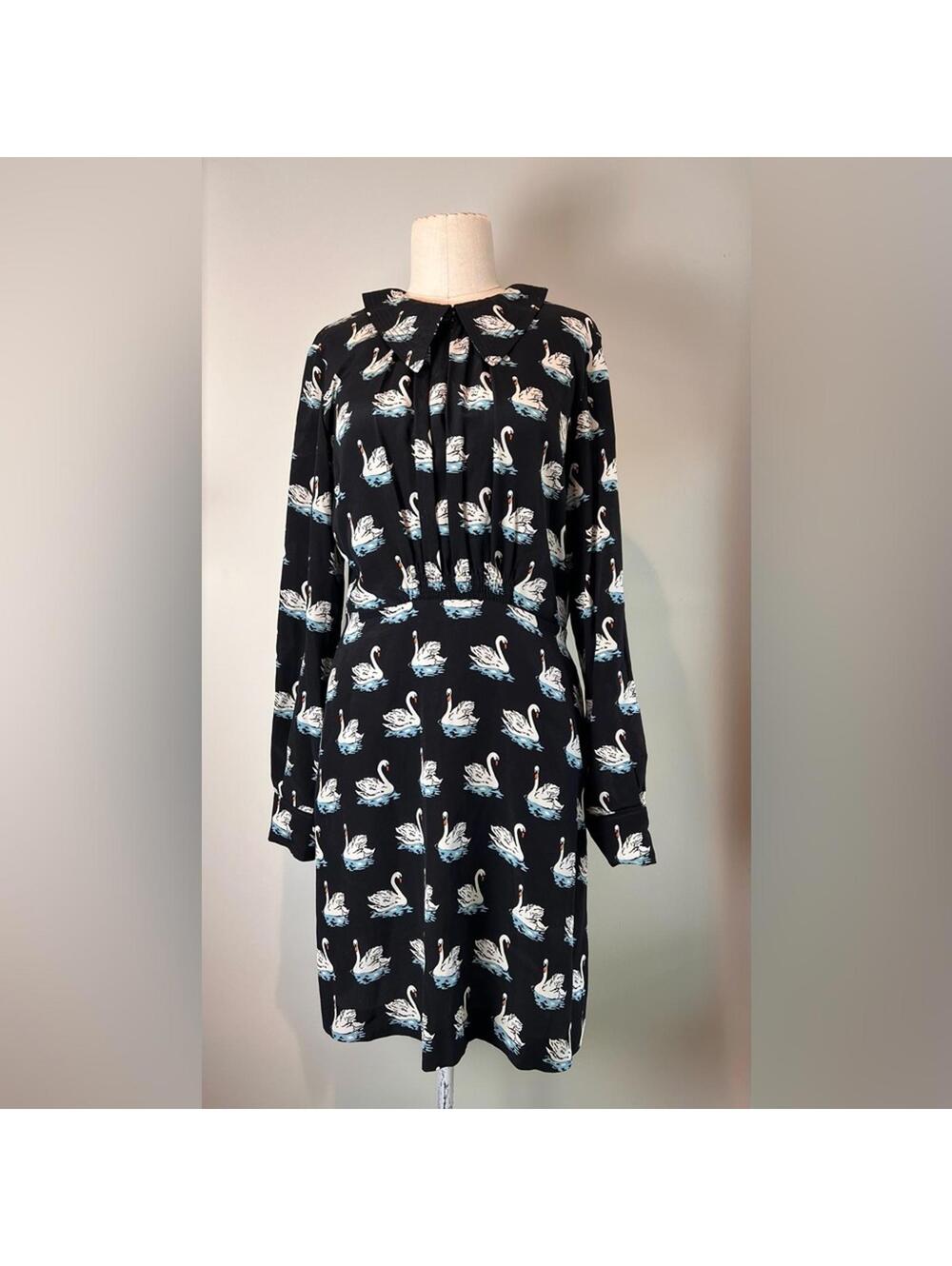 Stella McCartney Rare Swan print dress silk size IT 40 US 4